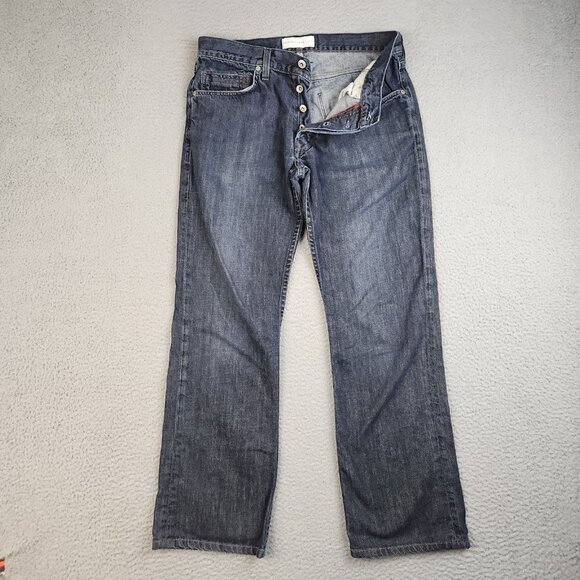 Habitual Jeans Men's 33 Button Fly Dark Wash Blue Denim Pants Iron Cross Pocket - Picture 1 of 11